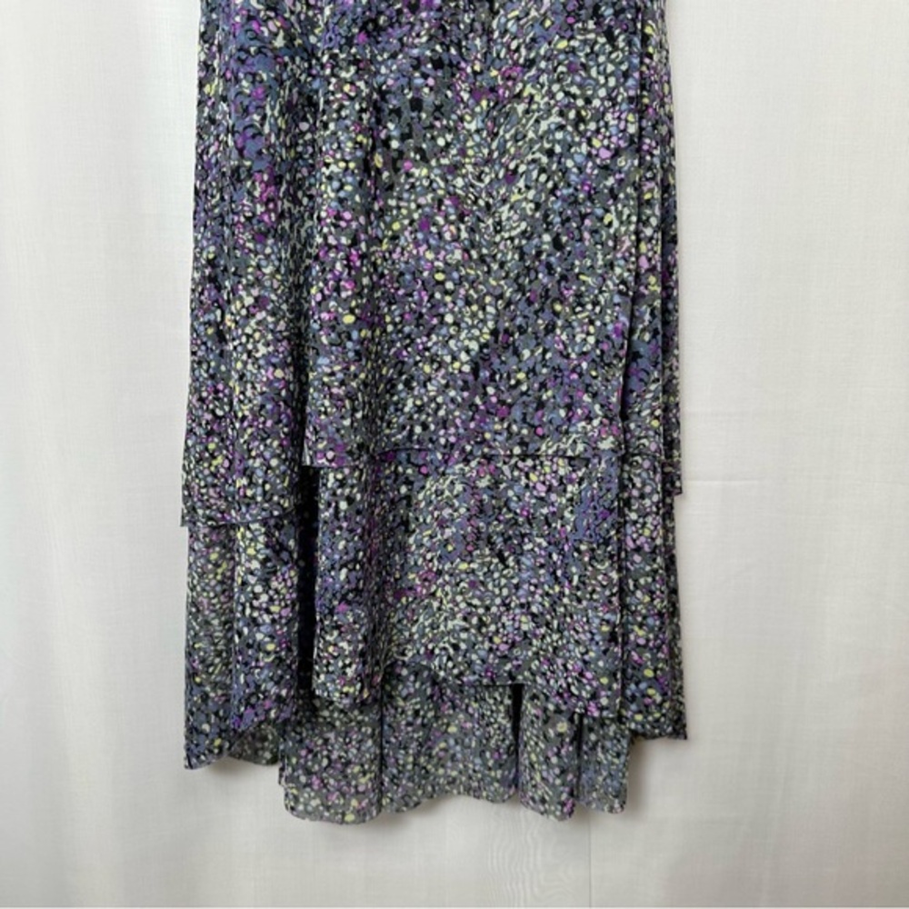 WHBM Abstract Mesh Tiered Wrap Midi Dress 6‎ Fairy Grunge Pointillist Whimsigoth - Picture 4 of 13